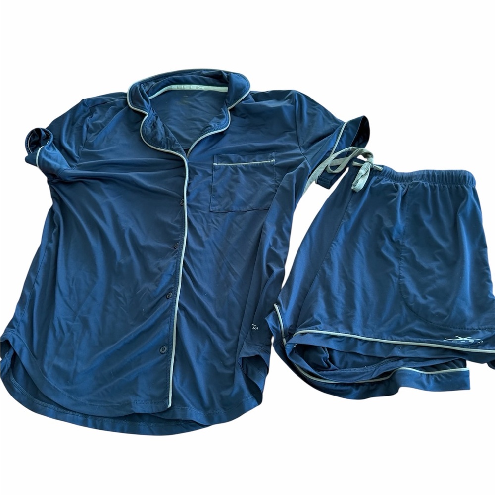 SHEEX Luxurious Navy Short Sleeve Pajama Set - Picture 4 of 6